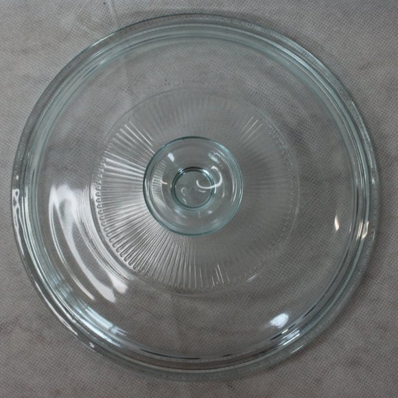 PYREX G5C BLUE TINT GLASS REPLACEMENT LID 7"d INNER RIM ROUND RIBBED 1.5qt - Picture 2 of 16